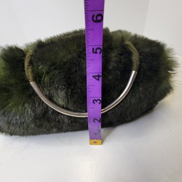 Green Fuzzy Faux Fur Rectangular Handbag - Picture 16 of 16